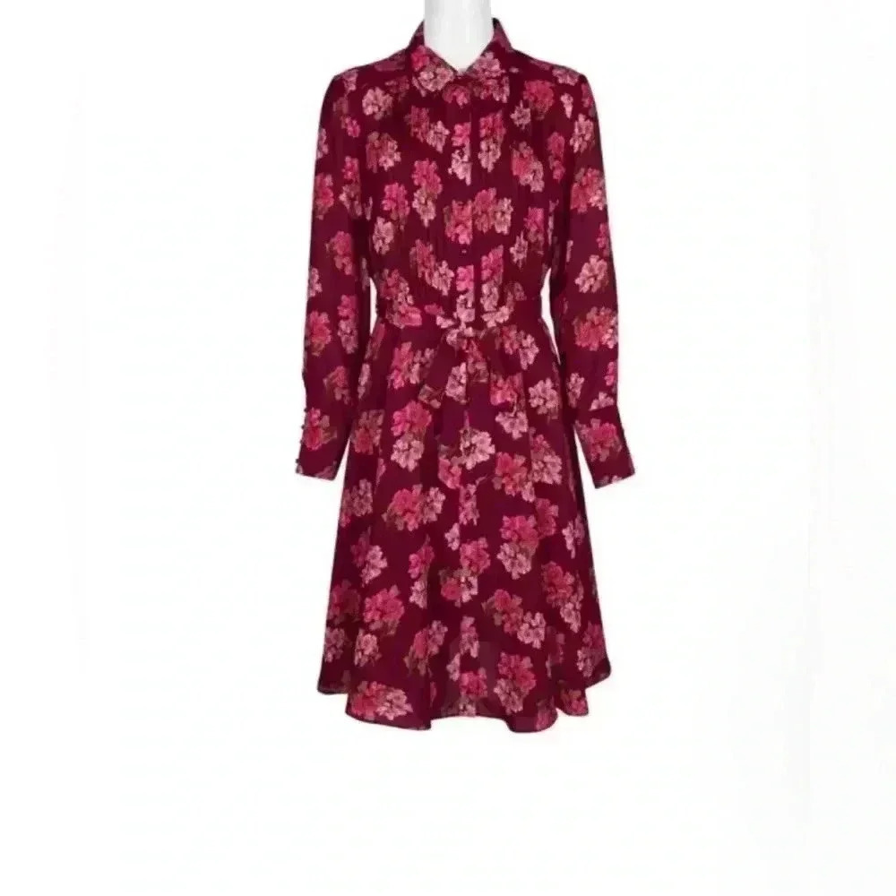 NWT Nanette Nanette Lepore Womens Pintuck Floral Casual Dress Pink Size 14